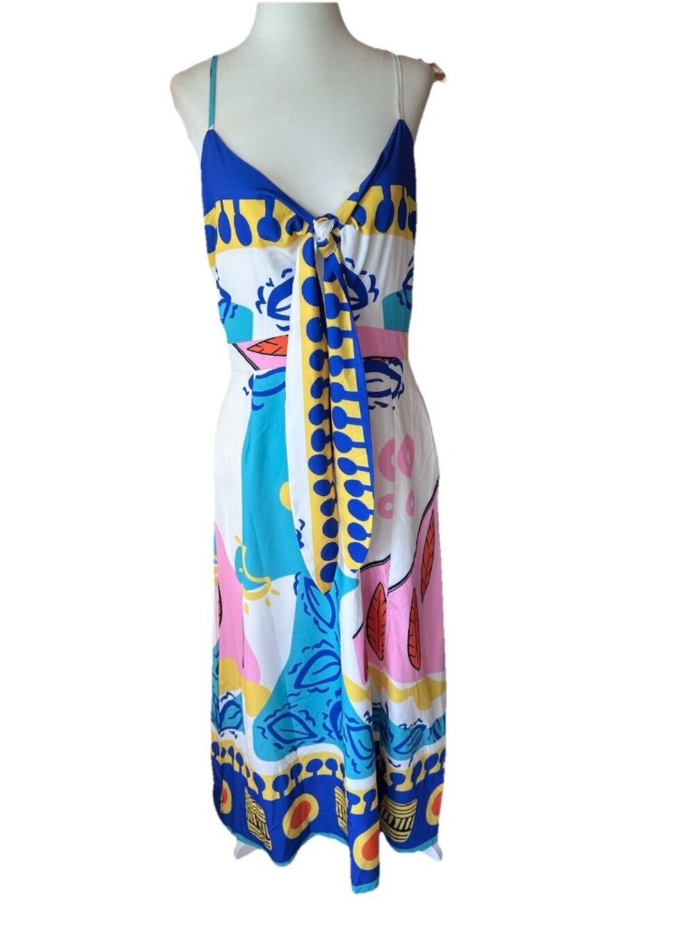 Colorful Tropical Vacation Maxi Dress Keyhole Cutout Large Bella Reese NWT